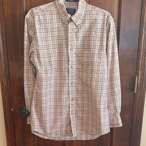 Pendleton Men's Casual Plaid Shirt - Tan and White